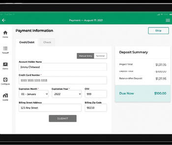 simple tablet screen displaying payment information