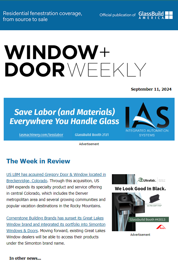 issue of Window + Door Weekly