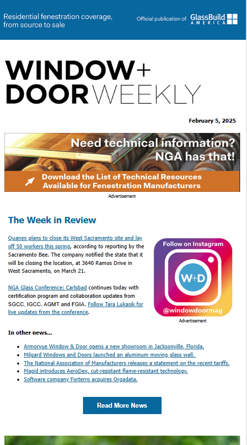 Window + Door Weekly edition from February 5, 2025