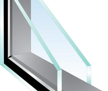 a cut-away view of a window using Quanex’s Super Spacer Premium dual seal warm edge spacer 